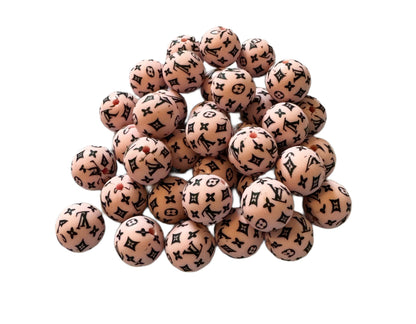 LV Letters Designer Inspired Silicone Round Bead for Beadable Pens, Stylus, Pencils, Keychains and More