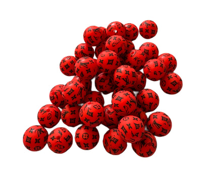 LV Letters Designer Inspired Silicone Round Bead for Beadable Pens, Stylus, Pencils, Keychains and More
