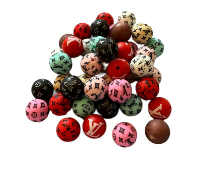 LV Letters Designer Inspired Silicone Round Bead for Beadable Pens, Stylus, Pencils, Keychains and More
