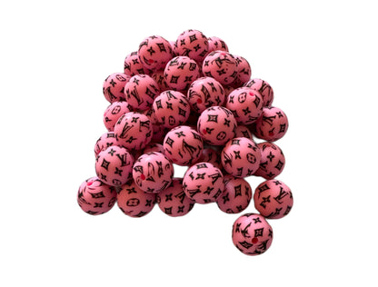 LV Letters Designer Inspired Silicone Round Bead for Beadable Pens, Stylus, Pencils, Keychains and More