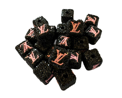 LV Rhinestone Cube Designer Inspired Bead for Beadable Pens, Stylus, Pencils, Keychains and More!