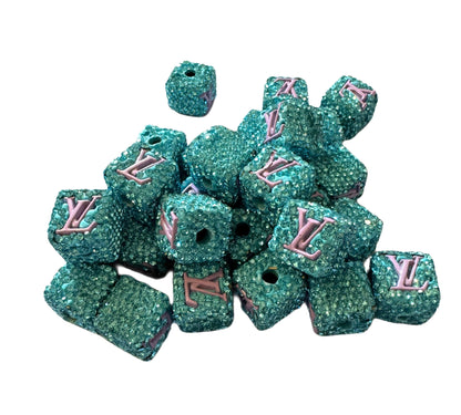 LV Rhinestone Cube Designer Inspired Bead for Beadable Pens, Stylus, Pencils, Keychains and More!
