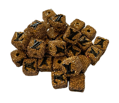 LV Rhinestone Cube Designer Inspired Bead for Beadable Pens, Stylus, Pencils, Keychains and More!