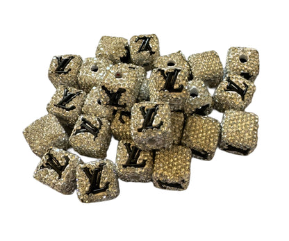 LV Rhinestone Cube Designer Inspired Bead for Beadable Pens, Stylus, Pencils, Keychains and More!