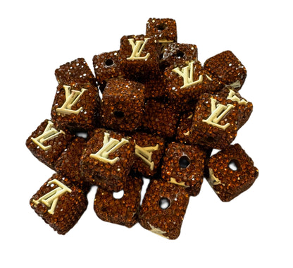 LV Rhinestone Cube Designer Inspired Bead for Beadable Pens, Stylus, Pencils, Keychains and More!
