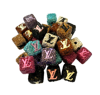 LV Rhinestone Cube Designer Inspired Bead for Beadable Pens, Stylus, Pencils, Keychains and More!