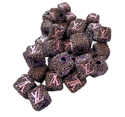 LV Rhinestone Cube Designer Inspired Bead for Beadable Pens, Stylus, Pencils, Keychains and More!