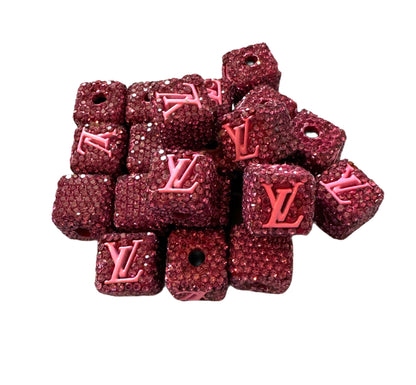 LV Rhinestone Cube Designer Inspired Bead for Beadable Pens, Stylus, Pencils, Keychains and More!