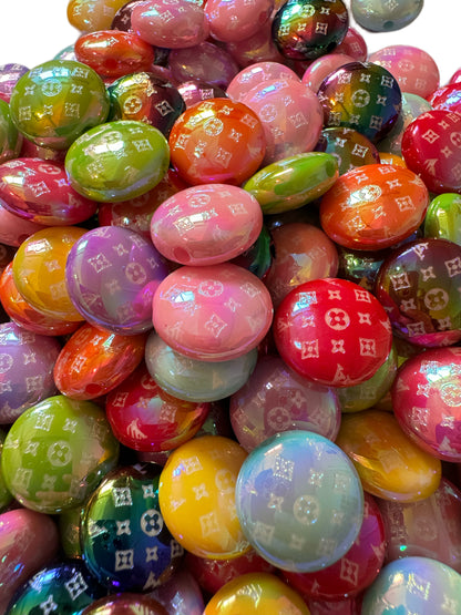 LV Flat Round Designer Inspired Acrylic Beads for Beadable Pens, Stylus, Pencils, Keychains and More!