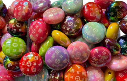 LV Flat Round Designer Inspired Acrylic Beads for Beadable Pens, Stylus, Pencils, Keychains and More!