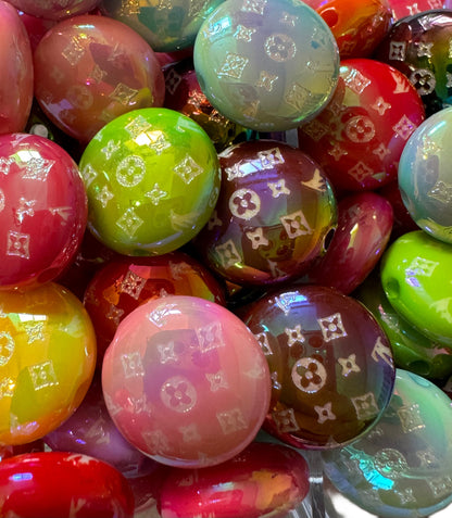 LV Flat Round Designer Inspired Acrylic Beads for Beadable Pens, Stylus, Pencils, Keychains and More!