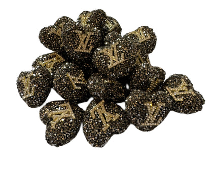 LV Sugar Heart Designer Inspired Bead for Beadable Pens, Stylus, Pencils, Keychains and More!
