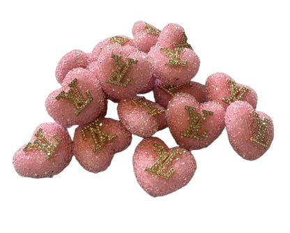 LV Sugar Heart Designer Inspired Bead for Beadable Pens, Stylus, Pencils, Keychains and More!