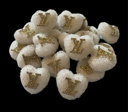 LV Sugar Heart Designer Inspired Bead for Beadable Pens, Stylus, Pencils, Keychains and More!