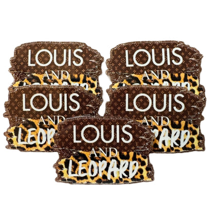 5 Pieces LV Designer Inspired Louis and Leopard Flatback One Sided Planar Acrylic for Keychains, Badge Reels, Earrings and More!