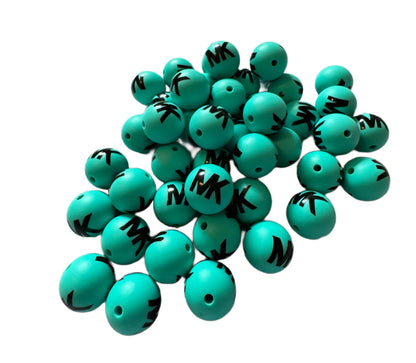 MK Letters Designer Inspired Silicone Round Bead for Beadable Pens, Stylus, Pencils, Keychains and More