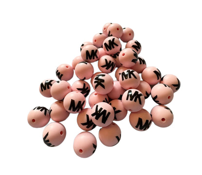 MK Letters Designer Inspired Silicone Round Bead for Beadable Pens, Stylus, Pencils, Keychains and More