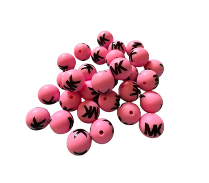 MK Letters Designer Inspired Silicone Round Bead for Beadable Pens, Stylus, Pencils, Keychains and More