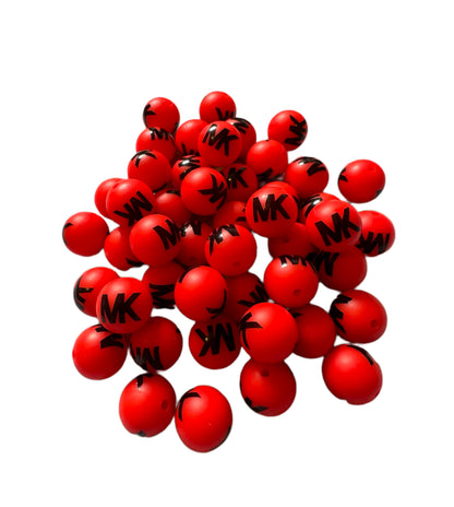MK Letters Designer Inspired Silicone Round Bead for Beadable Pens, Stylus, Pencils, Keychains and More