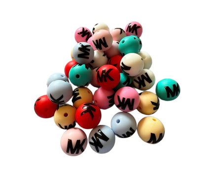 MK Letters Designer Inspired Silicone Round Bead for Beadable Pens, Stylus, Pencils, Keychains and More
