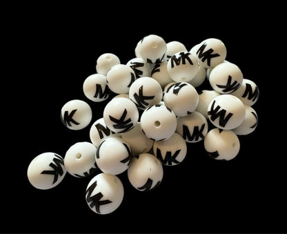 MK Letters Designer Inspired Silicone Round Bead for Beadable Pens, Stylus, Pencils, Keychains and More