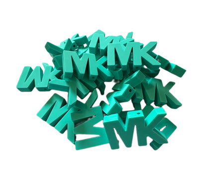 MK Letters Designer Inspired Silicone Focal Bead for Beadable Pens, Stylus, Pencils, Keychains and More