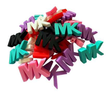 MK Letters Designer Inspired Silicone Focal Bead for Beadable Pens, Stylus, Pencils, Keychains and More