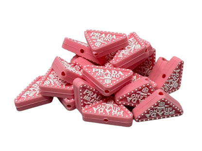 Prada Triangle Designer Inspired Silicone Focal Bead for Beadable Pens, Stylus, Pencils, Keychains and More