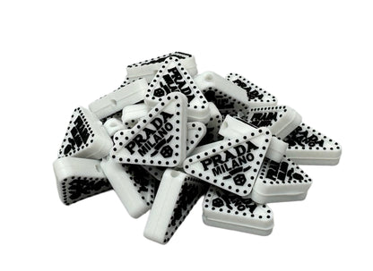 Prada Triangle Designer Inspired Silicone Focal Bead for Beadable Pens, Stylus, Pencils, Keychains and More