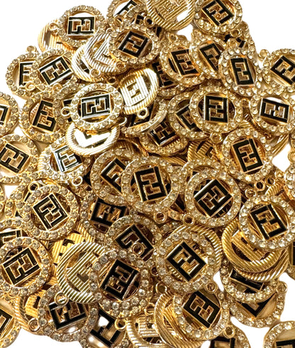 CC, LV, GG and FF Metal and Rhinestone Pendant Designer Inspired for Beadable Pens, Keychains, Bracelets, Earrings and More!
