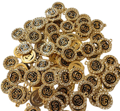 CC, LV, GG and FF Metal and Rhinestone Pendant Designer Inspired for Beadable Pens, Keychains, Bracelets, Earrings and More!