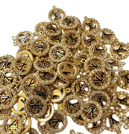 CC, LV, GG and FF Metal and Rhinestone Pendant Designer Inspired for Beadable Pens, Keychains, Bracelets, Earrings and More!