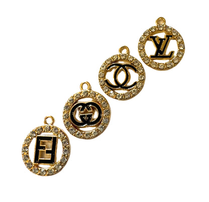 CC, LV, GG and FF Metal and Rhinestone Pendant Designer Inspired for Beadable Pens, Keychains, Bracelets, Earrings and More!