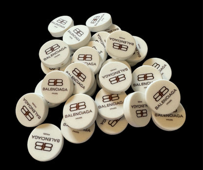 Round White Fendi, Balenciaga, Burberry, Hermes, D&G, YSL and Versace Designer Inspired Silicone Focal Bead for Beadable Pens, Stylus, Pencils, Keychains and More