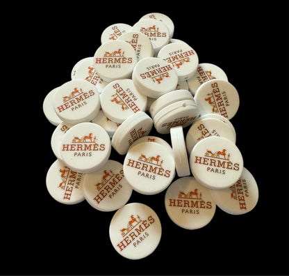 Round White Fendi, Balenciaga, Burberry, Hermes, D&G, YSL and Versace Designer Inspired Silicone Focal Bead for Beadable Pens, Stylus, Pencils, Keychains and More