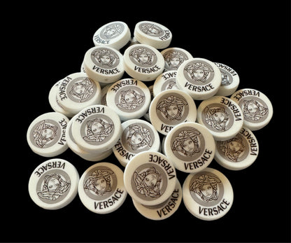 Round White Fendi, Balenciaga, Burberry, Hermes, D&G, YSL and Versace Designer Inspired Silicone Focal Bead for Beadable Pens, Stylus, Pencils, Keychains and More