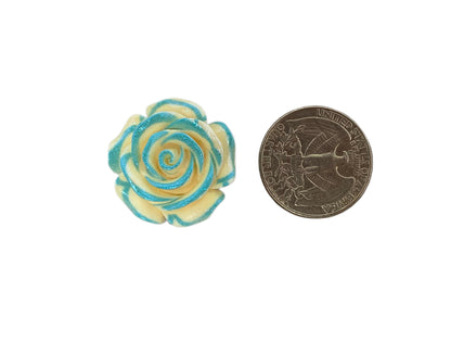New Price! 26mm Metallic Lined Large Size Resin Rose Flower Cabochon Flat Back Perfect for DYI Phone Cases Water Bottles Hair Scrapbook