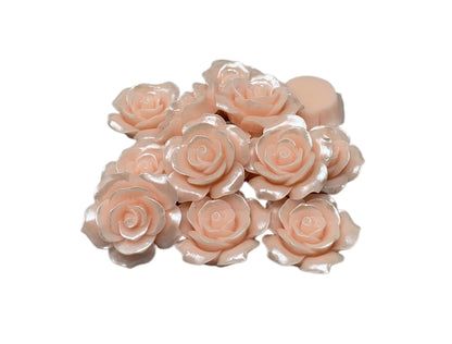New Price! 34mm Pearl Coating Pink Resin Rose Flower Cabochon Flat Back Perfect DYI Phone Cases Water Bottles Scrapbook Hair Accessory