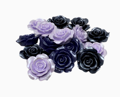 New Price! 34mm Pearl Coating Purple Resin Rose Flower Cabochon Flat Back Perfect DYI Phone Cases Water Bottles Scrapbook Hair Accessory