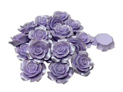 New Price! 34mm Pearl Coating Purple Resin Rose Flower Cabochon Flat Back Perfect DYI Phone Cases Water Bottles Scrapbook Hair Accessory