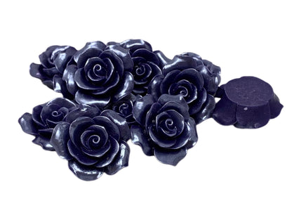 New Price! 34mm Pearl Coating Purple Resin Rose Flower Cabochon Flat Back Perfect DYI Phone Cases Water Bottles Scrapbook Hair Accessory
