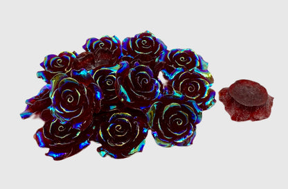 New Price! 34mm Galaxy Coating Black Resin Rose Flower Cabochon Flat Back Perfect DYI Phone Cases Water Bottles Scrapbook Hair Accessory