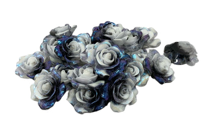 New Price! 30mm Dual Color Glitter Resin Rose Flower Cabochon Flat Back Perfect DYI Phone Cases Water Bottles Scrapbook Hair Accessory