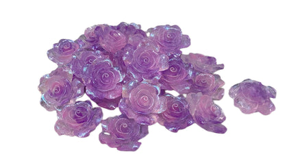 New Price! 30mm Dual Color Glitter Resin Rose Flower Cabochon Flat Back Perfect DYI Phone Cases Water Bottles Scrapbook Hair Accessory