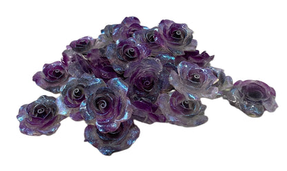 New Price! 30mm Dual Color Glitter Resin Rose Flower Cabochon Flat Back Perfect DYI Phone Cases Water Bottles Scrapbook Hair Accessory