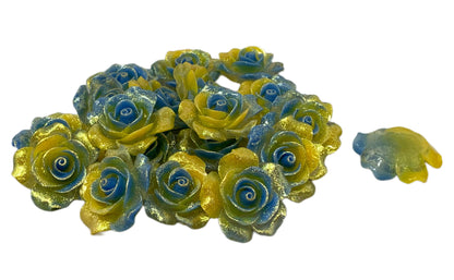 New Price! 30mm Dual Color Glitter Resin Rose Flower Cabochon Flat Back Perfect DYI Phone Cases Water Bottles Scrapbook Hair Accessory