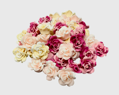 New Price! 22mm GLOW Ruffled Opaque Resin Rose Flower Cabochon Flat Back Perfect DYI Phone Cases Water Bottles Scrapbook Hair Accessory