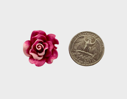 New Price! 22mm GLOW Ruffled Opaque Resin Rose Flower Cabochon Flat Back Perfect DYI Phone Cases Water Bottles Scrapbook Hair Accessory