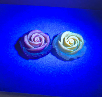 New Price! 33mm GLOW Opaque Clear Glitter Resin Rose Flower Cabochon Flat Back Perfect DYI Phone Water Bottles Scrapbook Hair Accessory