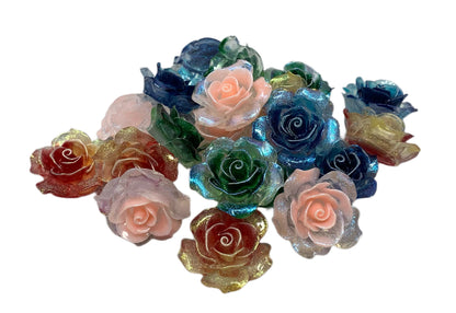 New Price! 35mm Extra Large Glitter Resin Rose Flower Cabochon Flat Back Perfect DYI Phone Cases Water Bottles Scrapbook Hair Accessory